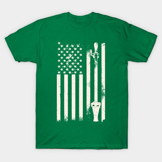 St Patricks Day Irish Draft Beer American Flag T-Shirt by Etopix